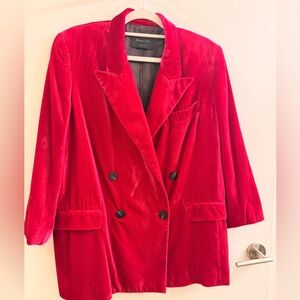Massimo Dutti Vibrant Red Velvet Blazer